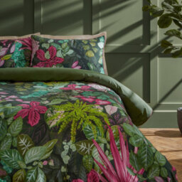 Paoletti Botanical Riches Veadeiros Exotic Floral Duvet Cover Set, King, Pink/green - thumbnail 2