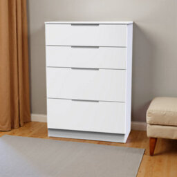 Messina Ready Assembled Matt White No Effect 4 Drawer Deep Chest (H)1067mm (W)740mm (D)390mm - thumbnail 1