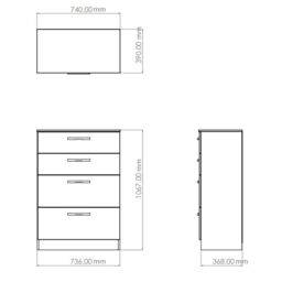 Messina Ready Assembled Matt White No Effect 4 Drawer Deep Chest (H)1067mm (W)740mm (D)390mm - thumbnail 5