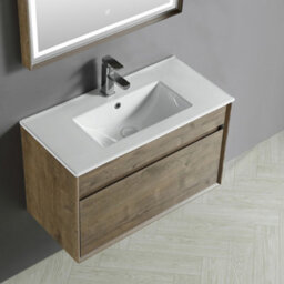 Homestylestore 810mm Chestnut Wall Hung Waterproof Bathroom Vanity Unit - thumbnail 2
