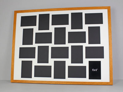 Photoframesandmore Oak Colour Multi Photo Frame. Suits 20 6X4Inch Photos. Mixed Layout. Wooden - image 1