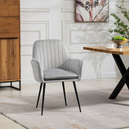 Carrara Velvet Dining Chairs - Set Of 2 - Silver