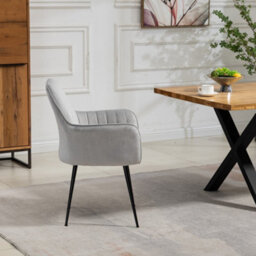 Carrara Velvet Dining Chairs - Set Of 2 - Silver - thumbnail 4