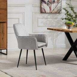 Carrara Velvet Dining Chairs - Set Of 2 - Silver - thumbnail 3