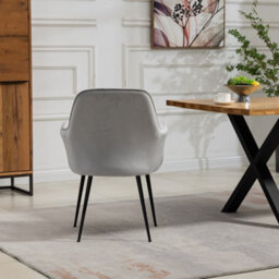 Carrara Velvet Dining Chairs - Set Of 2 - Silver - thumbnail 6