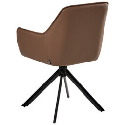 Wyld And Coco Swivel Dining Chair Brown Faux Leather With Armrest, W58 X D68 X H84Cm - thumbnail 5