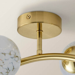 Valuelights Jas Gold 4 Way Ceiling Light With White Confetti Glass Globe Shades - thumbnail 5