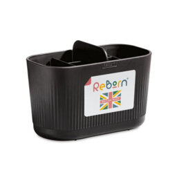 ReBorn® Reborn Recycled Large Bathroom Caddy- Graphite Bathroom Organizer - With Six Compartments - Made In The Uk