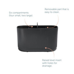 ReBorn® Reborn Recycled Large Bathroom Caddy- Graphite Bathroom Organizer - With Six Compartments - Made In The Uk - thumbnail 3