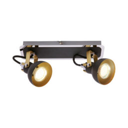 CGC Lighting Saff - Cgc Two Head Black Adjustable Wall Ceiling Light With Gold And Chrome Detail - thumbnail 2