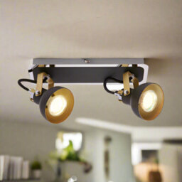 CGC Lighting Saff - Cgc Two Head Black Adjustable Wall Ceiling Light With Gold And Chrome Detail - thumbnail 3