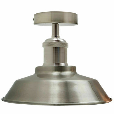 Vintage Industrial Metal Ceiling Light Retro Semi Flush Mount Lamp Shade Satin Nickel - image 1