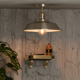 Vintage Industrial Metal Ceiling Light Retro Semi Flush Mount Lamp Shade Satin Nickel - thumbnail 2