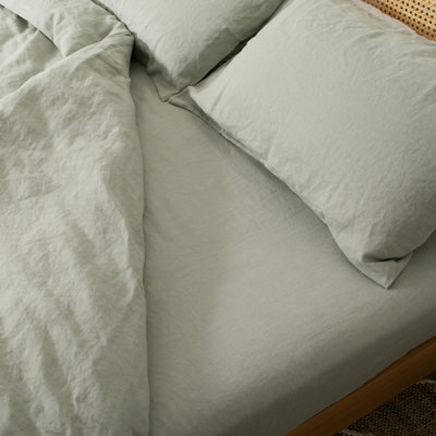 Native Natural Stone Single 100% Linen Fitted Sheet (90X190Cm) - image 1