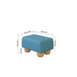 Lapis Blue Natural Wood Bun Feet Faux Leather Small Footstool  Handmade Uk By Footstools Direct - thumbnail 2