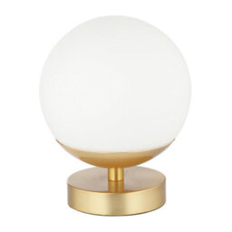 Happy Homewares Modern Touch Dimmable Led White Globe Glass Table Lamp With Brushed Gold Base - thumbnail 2