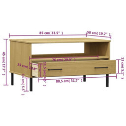 Berkfield Durable Coffee Table With Metal Legs Brown 85X50X45Cm Solid Wood Oslo - thumbnail 8