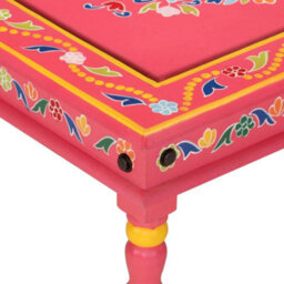 Berkfield Coffee Table Pink Hand Painted Solid Wood Mango - thumbnail 4