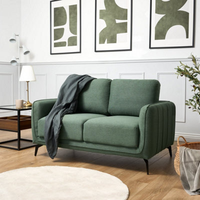 Bravich Brixton 2 Seater Sofa - Modern Fabric Sofa With Steel Legs - image 1