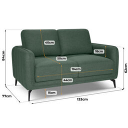 Bravich Brixton  2 Seater Sofa - Modern Fabric Sofa With Steel Legs - thumbnail 6