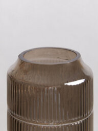Orsina Modern Large Grey Textured Glass Vase, Ribbed Design Flower Vase For Contemporary Spaces, Modern Large Vase - thumbnail 5