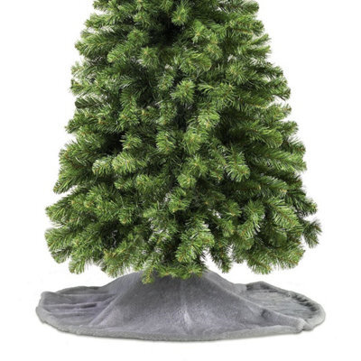 The Christmas Workshop Short Pile Grey Faux Fur Tree Skirt - image 1
