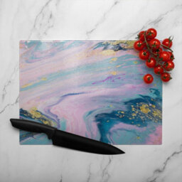 Benjamin Tate Design Blue & Pink Marble Glass Chopping Boarddesigner Style - thumbnail 3