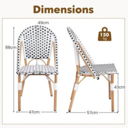 Bistro Accent Chair Set Of 2 Outdoor Armless Dining Chairs - thumbnail 2