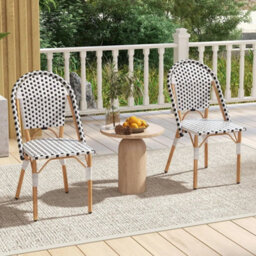 Bistro Accent Chair Set Of 2 Outdoor Armless Dining Chairs - thumbnail 6