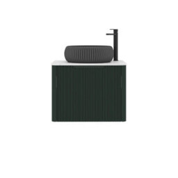 Royal Bathrooms Avenza 600mm Deep Moss Green Wall Hung Bathroom Countertop Vanity Unit 1 Drawer With Milan Black Basin - thumbnail 6
