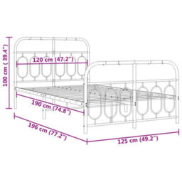 Berkfield Metal Bed Frame Without Mattress With Footboard Black 120X190Cm - thumbnail 8