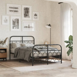 Berkfield Metal Bed Frame Without Mattress With Footboard Black 120X190Cm - thumbnail 1