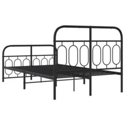 Berkfield Metal Bed Frame Without Mattress With Footboard Black 120X190Cm - thumbnail 6