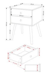 Core Products Scandia 2 Drawer White Bedside Cabinet With Wood Legs, H54.0Cm X W40.0Cm X D40.0Cm - thumbnail 6