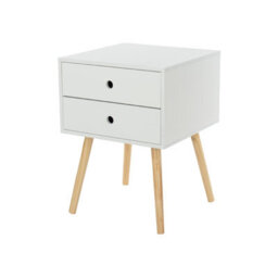 Core Products Scandia 2 Drawer White Bedside Cabinet With Wood Legs, H54.0Cm X W40.0Cm X D40.0Cm - thumbnail 3