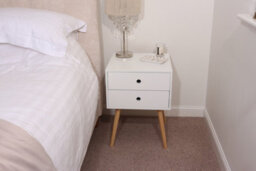 Core Products Scandia 2 Drawer White Bedside Cabinet With Wood Legs, H54.0Cm X W40.0Cm X D40.0Cm - thumbnail 5