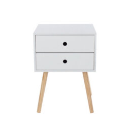 Core Products Scandia 2 Drawer White Bedside Cabinet With Wood Legs, H54.0Cm X W40.0Cm X D40.0Cm - thumbnail 4