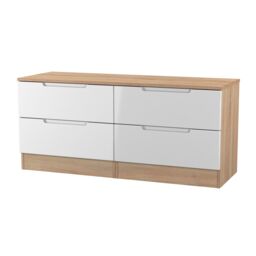 Messina Ready Assembled White & Oak 4 Drawer Wide Chest (H)495mm (W)1100mm (D)390mm - thumbnail 2