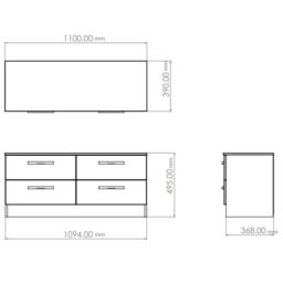 Messina Ready Assembled White & Oak 4 Drawer Wide Chest (H)495mm (W)1100mm (D)390mm - thumbnail 5