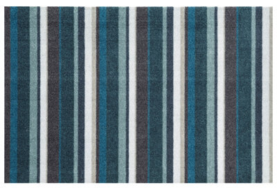 Recylon Teal Striped Heavy Duty Mat, 75Cm X 50Cm - image 1