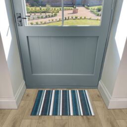 Recylon Teal Striped Heavy Duty Mat, 75Cm X 50Cm - thumbnail 2