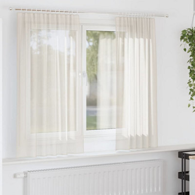 Berkfield Voile Curtains With Rod Pockets 2 Pcs Cream - image 1