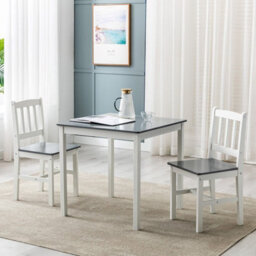 MCC Direct Solid Wooden Kitchen Dining Table And 2 Chairs Grey By Mcc