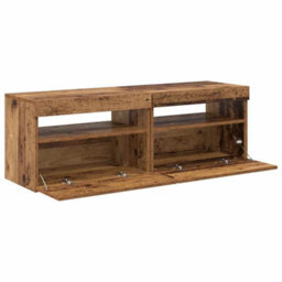 Berkfield Modern Tv Cabinets With Led Lights 2 Pcs Old Wood Engineered Wood - thumbnail 8