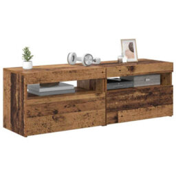 Berkfield Modern Tv Cabinets With Led Lights 2 Pcs Old Wood Engineered Wood - thumbnail 6