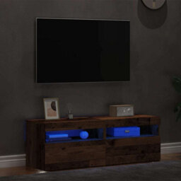 Berkfield Modern Tv Cabinets With Led Lights 2 Pcs Old Wood Engineered Wood - thumbnail 4