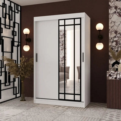 Arte Almeria White 120Cm Sliding Wardrobe With Mirror And 5 Shelves - image 1