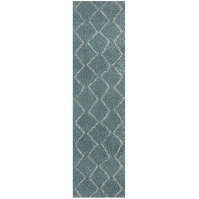 The Rugs Moroccan Shaggy Rugs And Runners Soft Fluffy Wavy Trellis Design High Pile Duck Egg Blue And Ivory Living Room Kitchen Hallway 850 - image 1