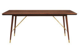 Orsina Stunning Design Walnut Wood And Brass Finish Dining Table, Durable Small Dining Table, Sleek Modern Table - thumbnail 1
