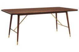 Orsina Stunning Design Walnut Wood And Brass Finish Dining Table, Durable Small Dining Table, Sleek Modern Table - thumbnail 2